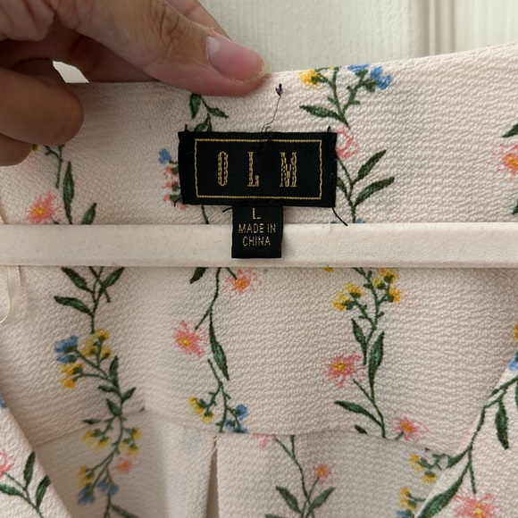 SOLD 💚 OLM Light Pink Floral Wrap Flattering Peplum Top L - Picture 9 of 11